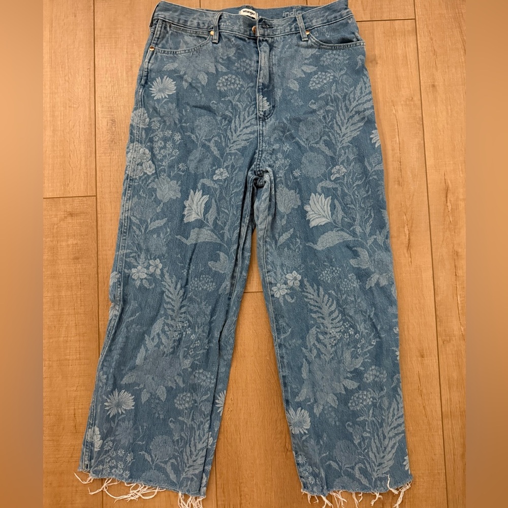 Wrangler x free people floral worldwide crop jeans